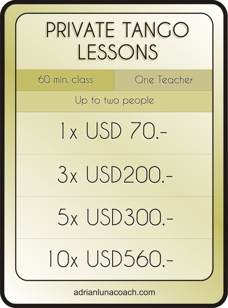 Cost of Tango classes - Buenos Aires - 2022